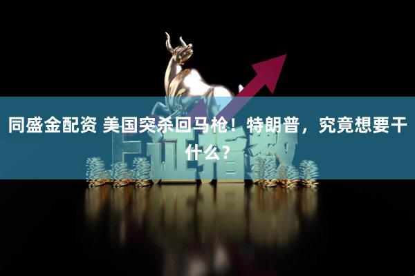 同盛金配资 美国突杀回马枪！特朗普，究竟想要干什么？