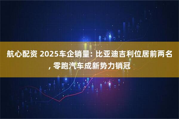 航心配资 2025车企销量: 比亚迪吉利位居前两名, 零跑汽车成新势力销冠